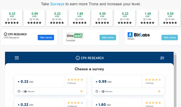 Complete Surveys to Earn More Tron TRX